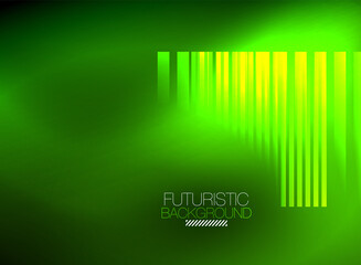 Bright neon color techno abstract background, shiny glowing neon lines in the dark background