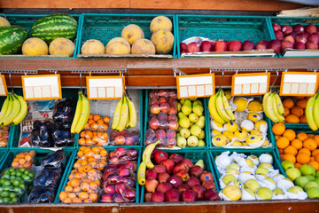 A grocery counter and price tags in Heybeliada.