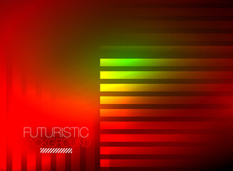 Bright neon color techno abstract background, shiny glowing neon lines in the dark background