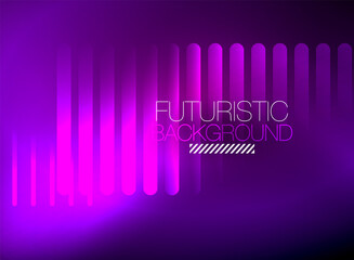 Bright neon color techno abstract background, shiny glowing neon lines in the dark background