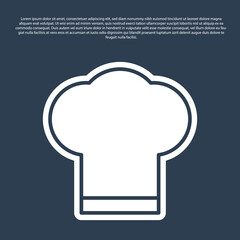 Blue line Chef hat icon isolated on blue background. Cooking symbol. Cooks hat. Vector Illustration
