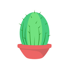 Cartoon potted cactus, houseplant, vector illustration.
