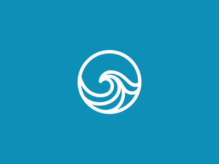 wave monogram logo design vector template