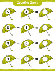 Counting game, count the number of Umbrella and write the result. Educational children game, printable worksheet, vector illustration