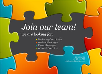We are hiring minimalistic flyer template with puzzle
