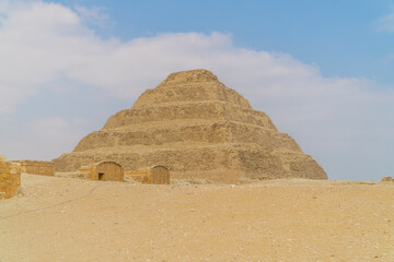 Panoramic view of the Pyramid of Djoser in Saqqara, the oldest pyramid in all of Egypt