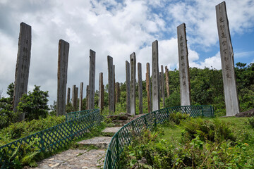 Wisdom path at the hills of Ngong Ping on Lantau Island, Hong Kong.