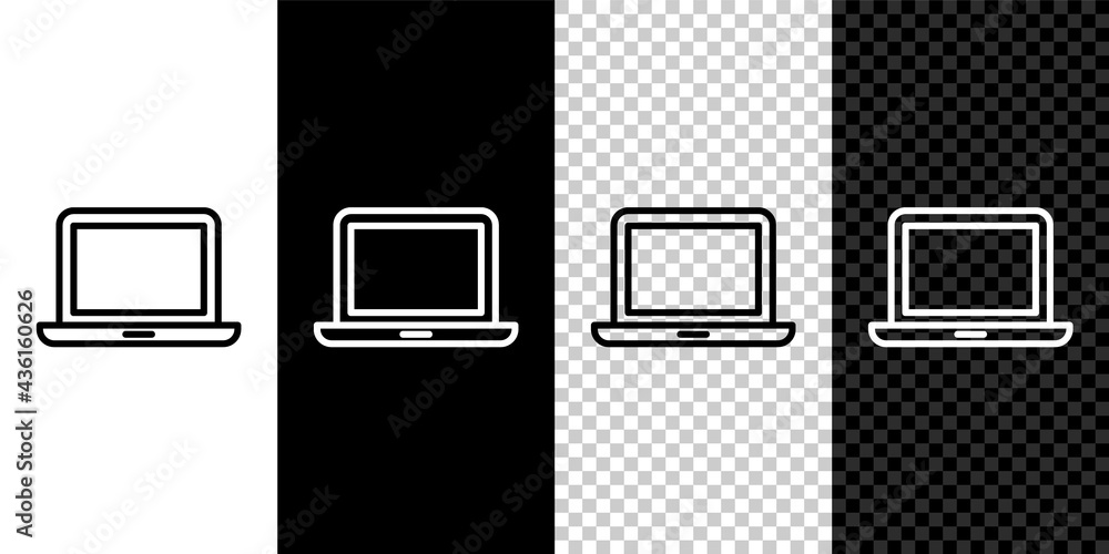 Poster isometric laptop icon isolated on grey background. computer notebook with empty screen sign. blue sq