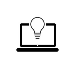 Business light bulb on laptop screen icon isolated on white background