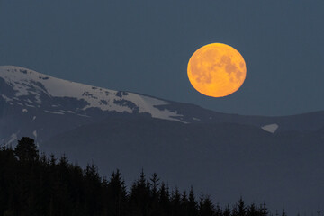 Naklejka premium full moon over the mountains