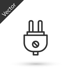 Grey Electric plug icon isolated on white background. Concept of connection and disconnection of the electricity. Vector