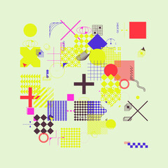 Generative Design Artwork of Abstract Vector Generated Shapes Composition