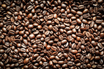 Roasted Coffee Beans background texture. 