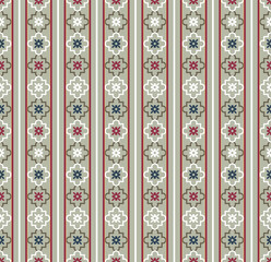 Japanese Flower Motif Mosaic Vector Seamless Pattern