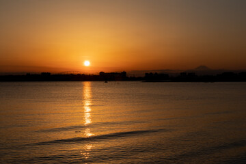 東京湾の夕日