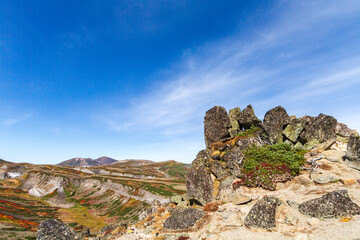 大雪山国立公園赤岳秋の稜線