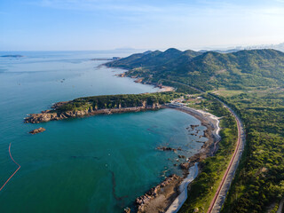 Obraz premium Aerial photography of Qingdao West Coast Island Highway