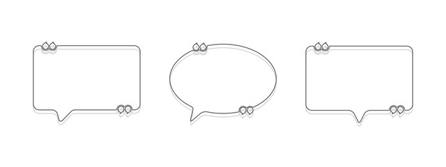 Set of speech bubble quote icons outline style. Flat design