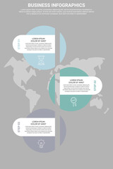 Infographic circles with icons. Vector business concept of three steps by step, options. Template with two ways for diagram, web, banner, presentations, flowchart, content, levels, chart