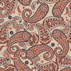 Paisley Ornamental seamless pattern. kalamkari vector fabric background