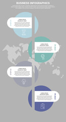 Infographic circles with icons. Vector business concept of 4 steps by step, options. Template with two ways for diagram, web, banner, presentations, flowchart, content, levels, chart