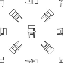 Grey line Chair icon isolated seamless pattern on white background. Vector