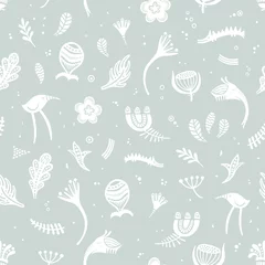Foto op Plexiglas Seamless pattern with fantastic animals and plants. Well suited for decorating children's textiles. © Zozo Kharitonova