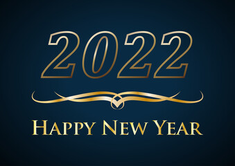 2022 Happy New Year. Golden vector text