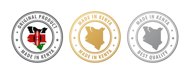 Made in Kenya - set of stamps with map and flag. Best quality. Original product.