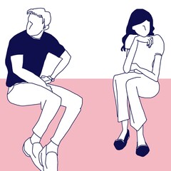 young couple in sore relationship