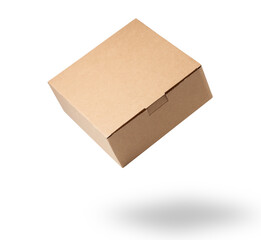 Brown cardboard box isolated on white background. - obrazy, fototapety, plakaty