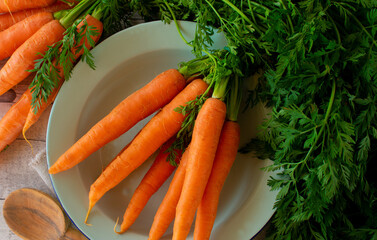 fresh carrots on a plate