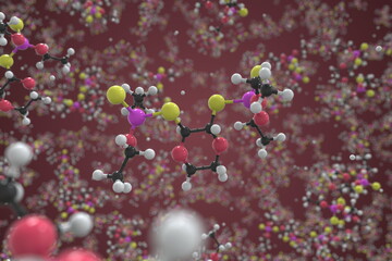 Dioxathion molecule made with balls, conceptual molecular model. Chemical 3d rendering
