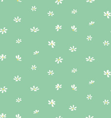 cute vector seamless pattern with hand drawn chamomile flowers
