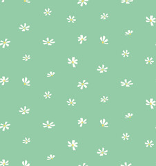 cute vector seamless pattern with hand drawn chamomile flowers