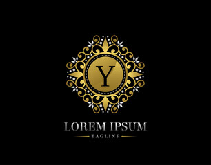 Luxury Boutique Letter Y Logo Design. Graceful Ornate Icon Vector Design.