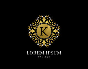 Luxury Boutique Letter K Logo Design. Graceful Ornate Icon Vector Design.