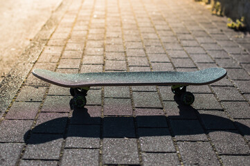 close up skateboard on the road.Modern sports