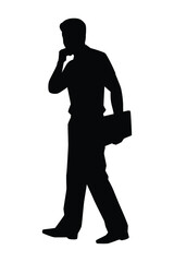 Walking handsome man silhouette vector on white background