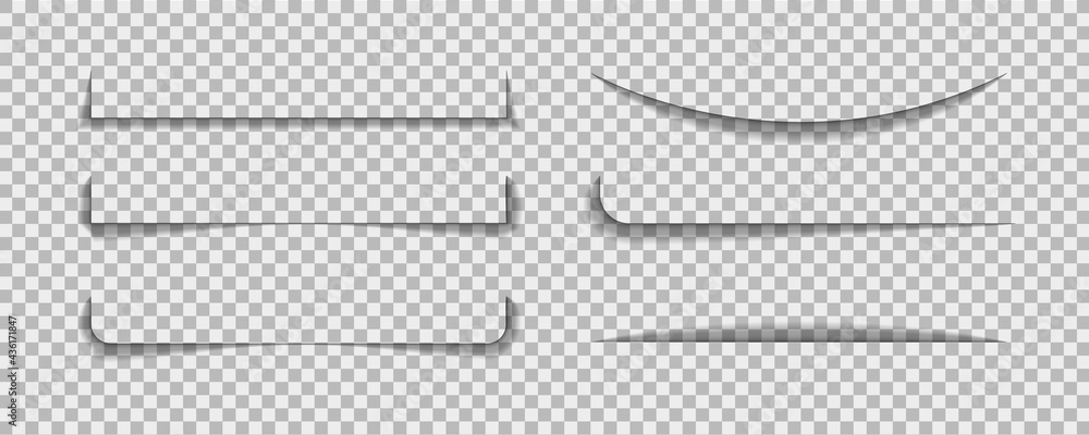 Poster shadow lines border. page line divider for design web page or paper sheet on transparent background.