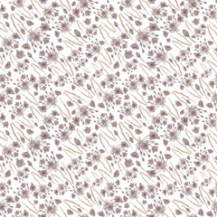 Seamless botanical light pattern with pink flowers
