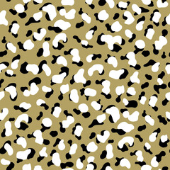 Leopard seamless pattern. Trendy seamless vector design for web and print. Textile, fabric and wallpaper art. Hand drawn vector illustration. Modern colour combination.