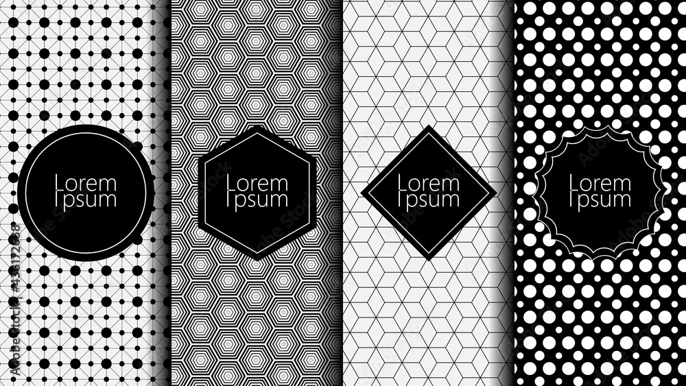 Poster excellent pattern set. repeatable geometric texture. in the swatches panel you will find the seamles