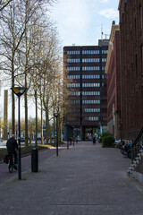 Fototapeta premium modern skyscraper building with blue sky in Rotterdam 