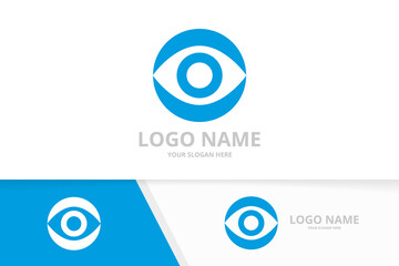 Vector eye vision secure logo. Unique media vision logotype design template.