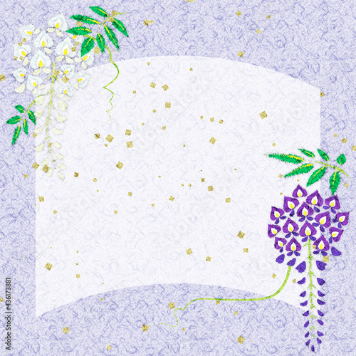 藤の花の和紙ちぎり絵風イラスト コピースペースあり Wall Mural Efuroku