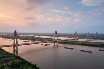 Nhat Tan bridge crossing Red River in Hanoi, Vietnam