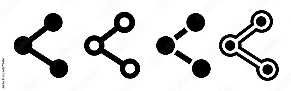 Poster share icons set. share simple button in different shape. global network connection. communication ic