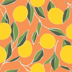 seamless pattern with lemons. Botanical design for fabric, textile, wallpaper and packaging 