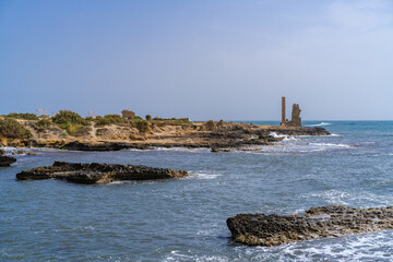 Fototapeta na wymiar View of the Mediterranean Sea in the city of Mahdia, Tunisia